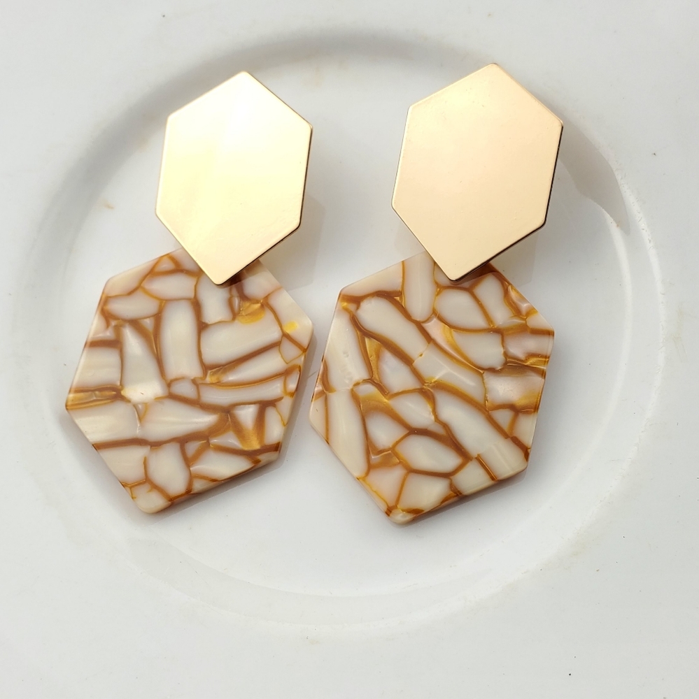 💫5/$25 Marble Geometric Gold Earrings